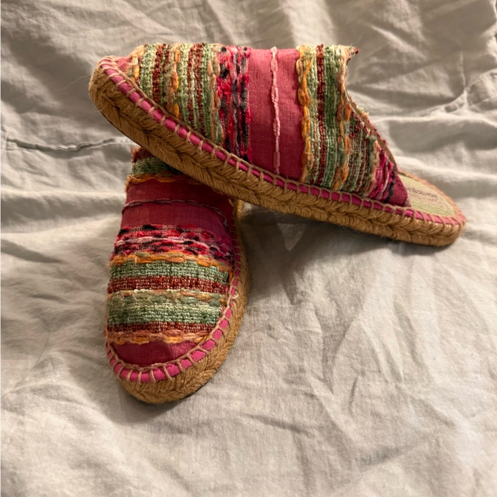 Jacques Levine Colorful Espadrille Slip-On Shoes size 7